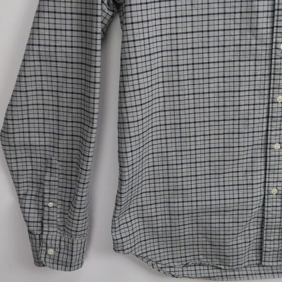 J.Crew Pima Cotton Oxford Shirt Men’s XL Tall Classic Fit Gray Navy Grid Check - Picture 10 of 12